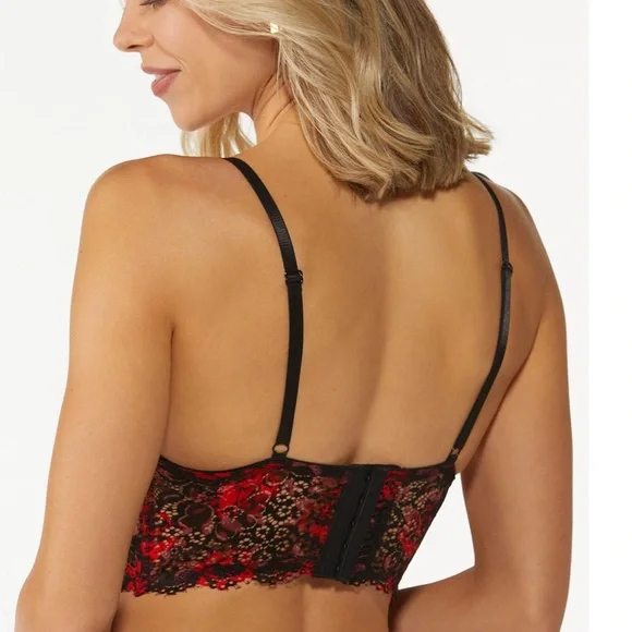 Red Black Floral Lace Bra Set - Picture 4 of 12